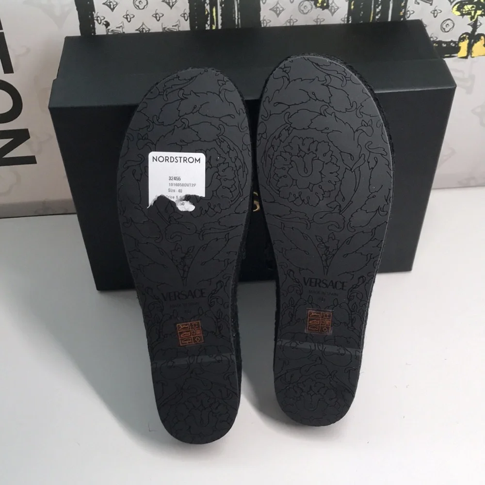 New Authentic Versace Summer Slides – Premium Leather, Gold-Tone Logo